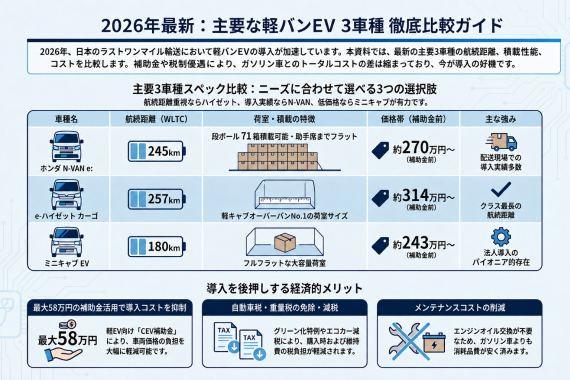 主要な軽バンEV 3車種