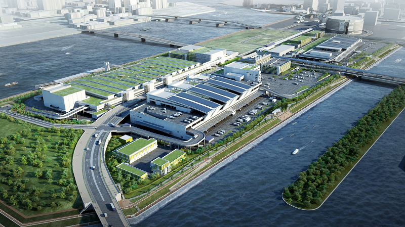 東京都中央卸売市場の上空からの写真(提供:東京都中央卸売市場)