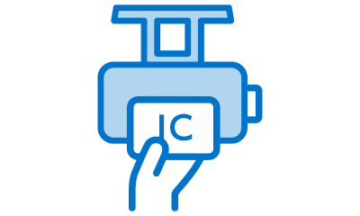 車載器にICカードをかざすことによって運転者の認証が可能　アイコン