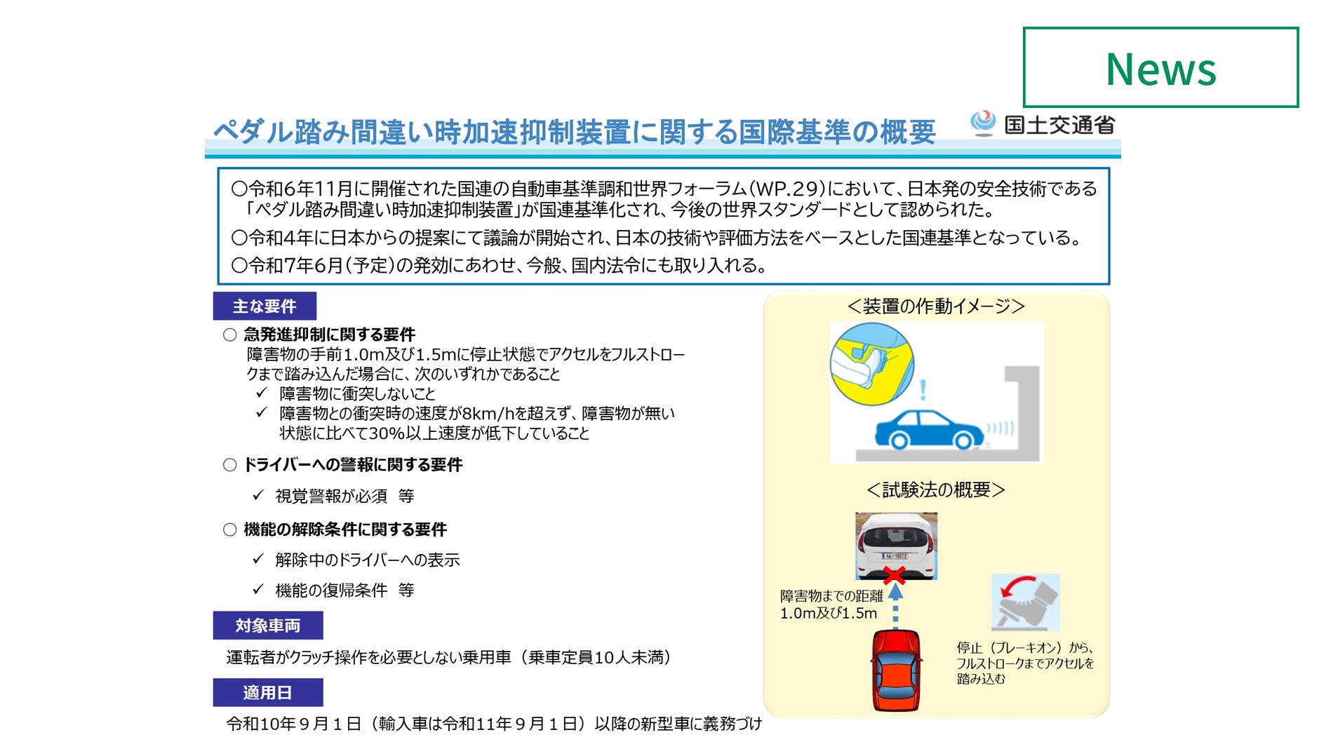 国交省、ペダル踏み間違い時加速抑制装置の適用義務化　対象はオートマ車　イメージ